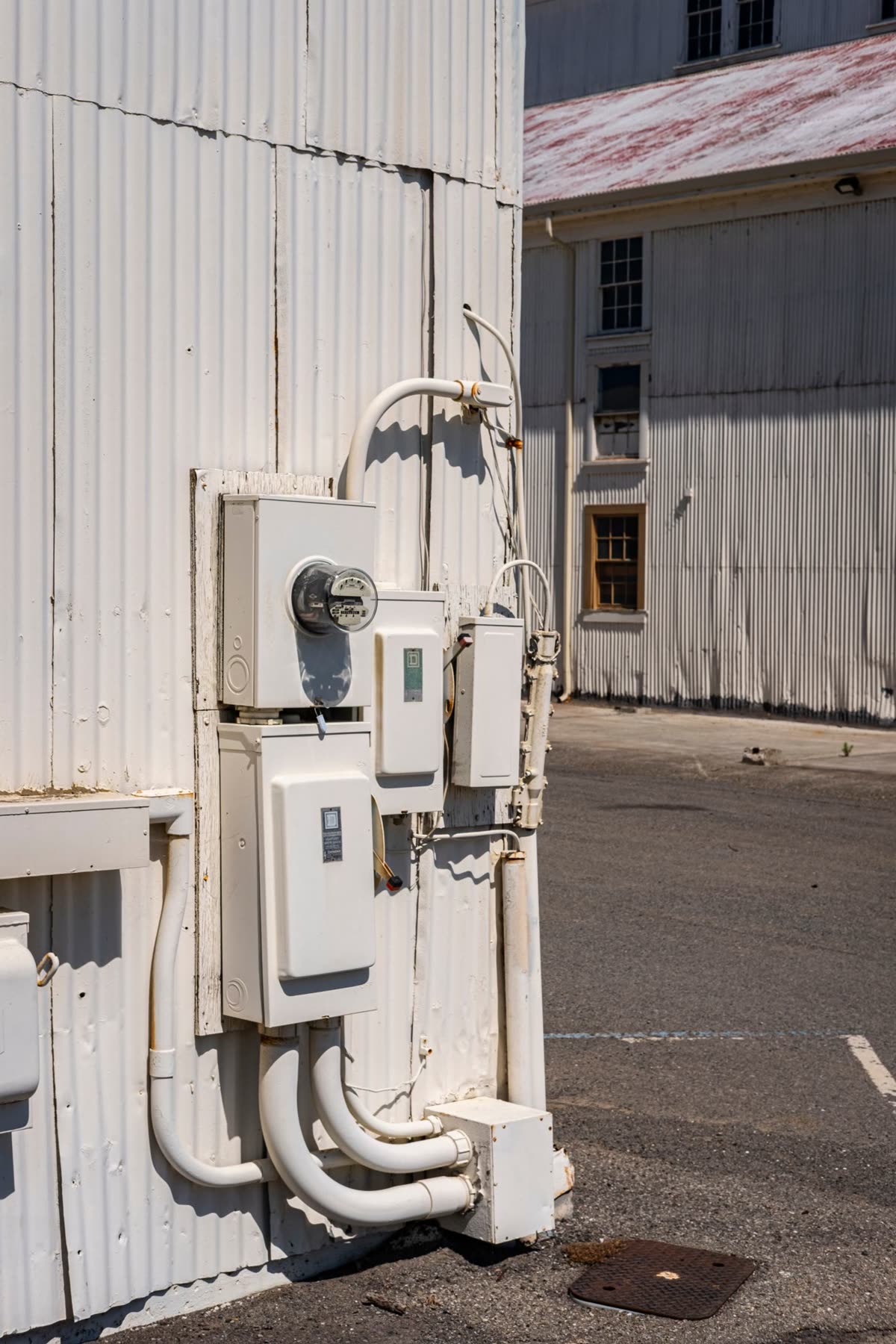 Quadro de medição e padrão de entrada de energia instalados na parede externa